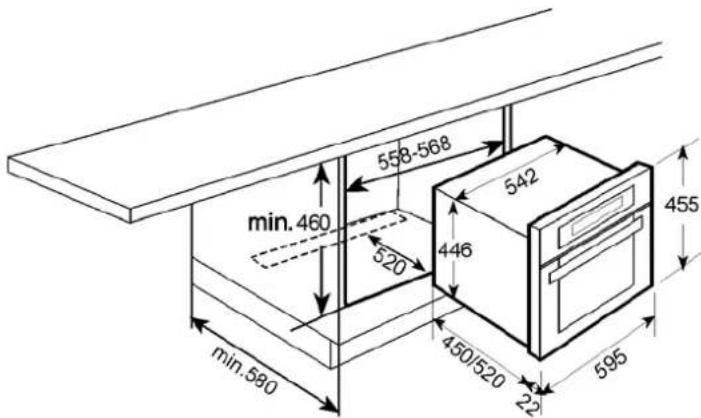 BLOMBERG MKE 5450 X - Dimensions pour l'installation du four / Afmetingen voor installmentie - 1