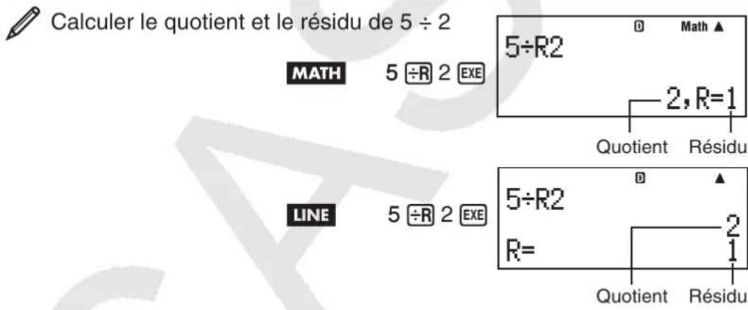 CASIO FX92B Collège 2D+ - Division avec affichage de résidu - 1
