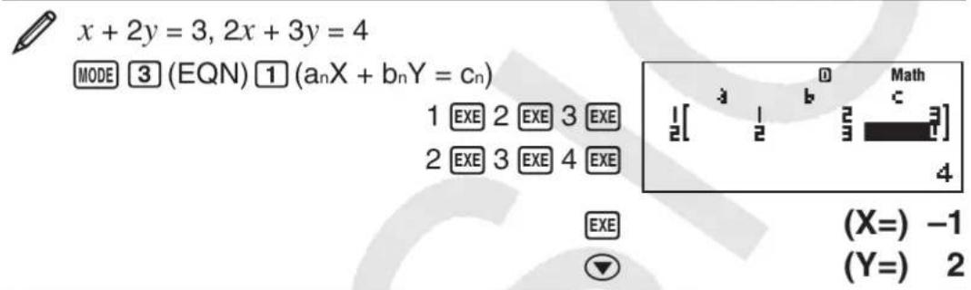 CASIO FX92B Collège 2D+ - Exemples de calculs en Mode EQN - 1