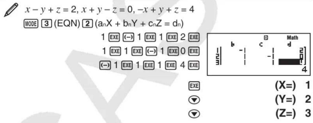 CASIO FX92B Collège 2D+ - Exemples de calculs en Mode EQN - 2