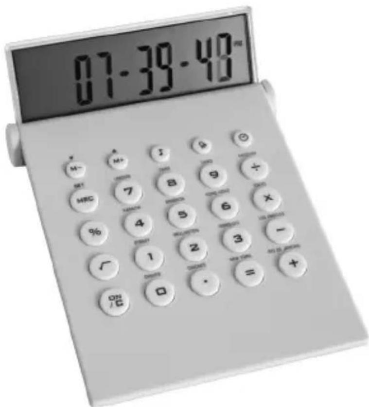 VELLEMAN CAL9 - DESKTOP CALCULATOR WITH WORLD TIME CLOCK   CALCULATOR MET WERELDKLOK   CALCULATRICE AVEC HORLOGE UNIVERSALLE   CALCULADORA CON RELOJ DEL HORARIO MUNDIAL   REchner MIT WELTZEITUHR - 1