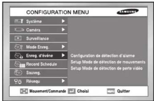 SAMSUNG SHR 2162 - Mode enregistrement d'evenements - 1