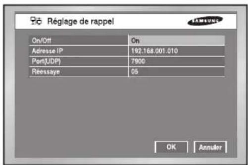 SAMSUNG SHR 2162 - Réglage de rappel - 1