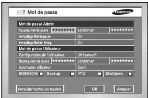 SAMSUNG SHR 2162 - Mot de passer - 1