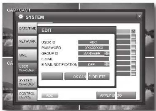 SAMSUNG SHR1041K - Editing the user - 1