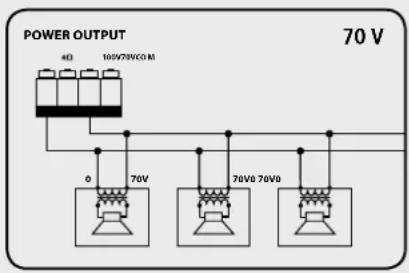 RCF AM2160 - Utilizzare una sola uscita tra le 3 disponibili: 100V 70V 4 - 1