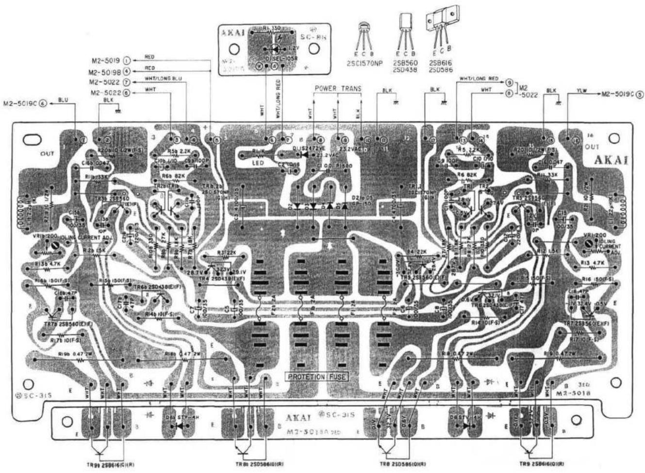 AKAI AM2200 - RELATION OF P.C BOARD TITLE AND IDENTIFICATION NUMBER - 1
