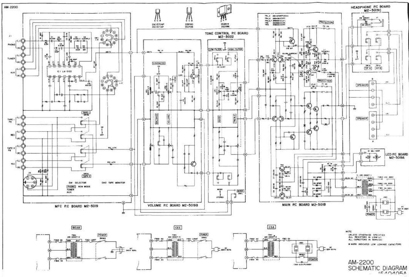 AKAI AM2200 - LIST OF INTERCHANGEABLE SEMICONDUCTORS - 1