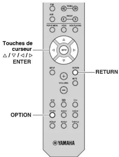 YAMAHA RN301S - Configuration de réglages de lecture distincts pour différentes sources de lecture (menu Option) - 1