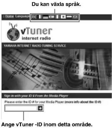 YAMAHA RN301S - Atkomst till vTuner webbplatsen - 1