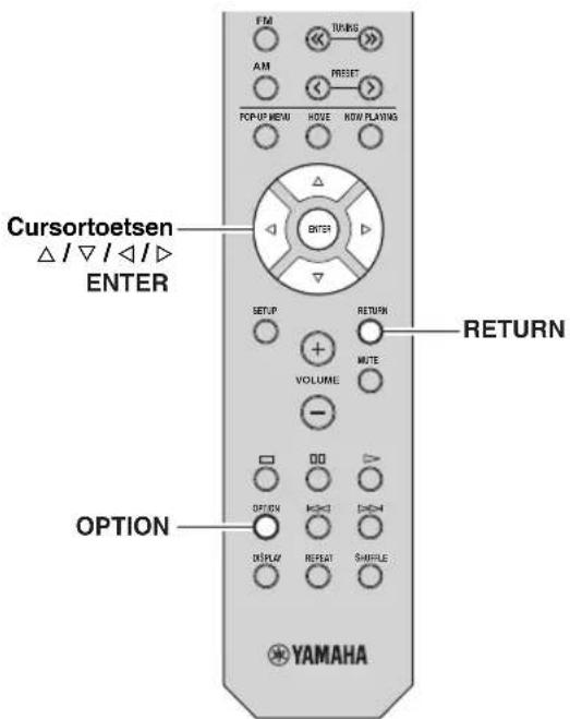 YAMAHA RN301S - Afspeelinstallingen configureren voor verschillende afspeelbronnen (menu Option) - 1