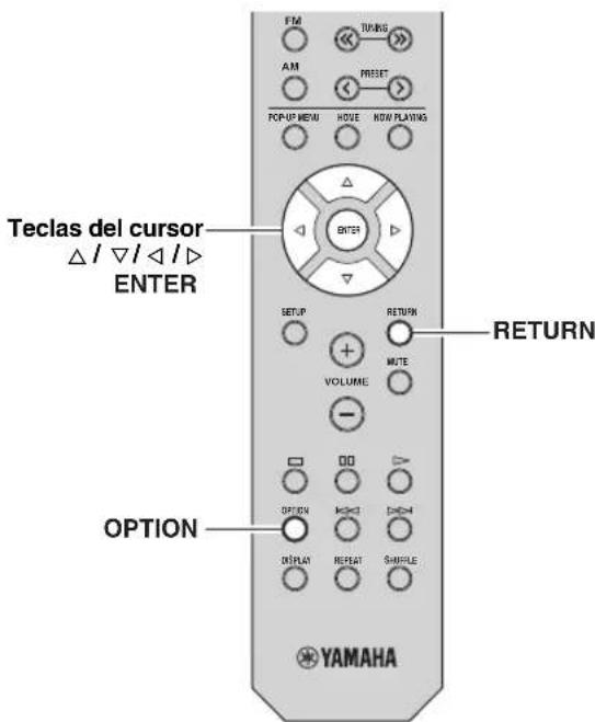YAMAHA RN301S - Configuración de ajustes de reproducción de differedes fuentes de reproducción (menu Option) - 1