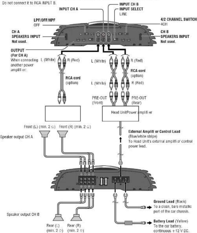 PANASONIC CYPA4003N - Example: 4 channel speaker connection (4CH input) - 1