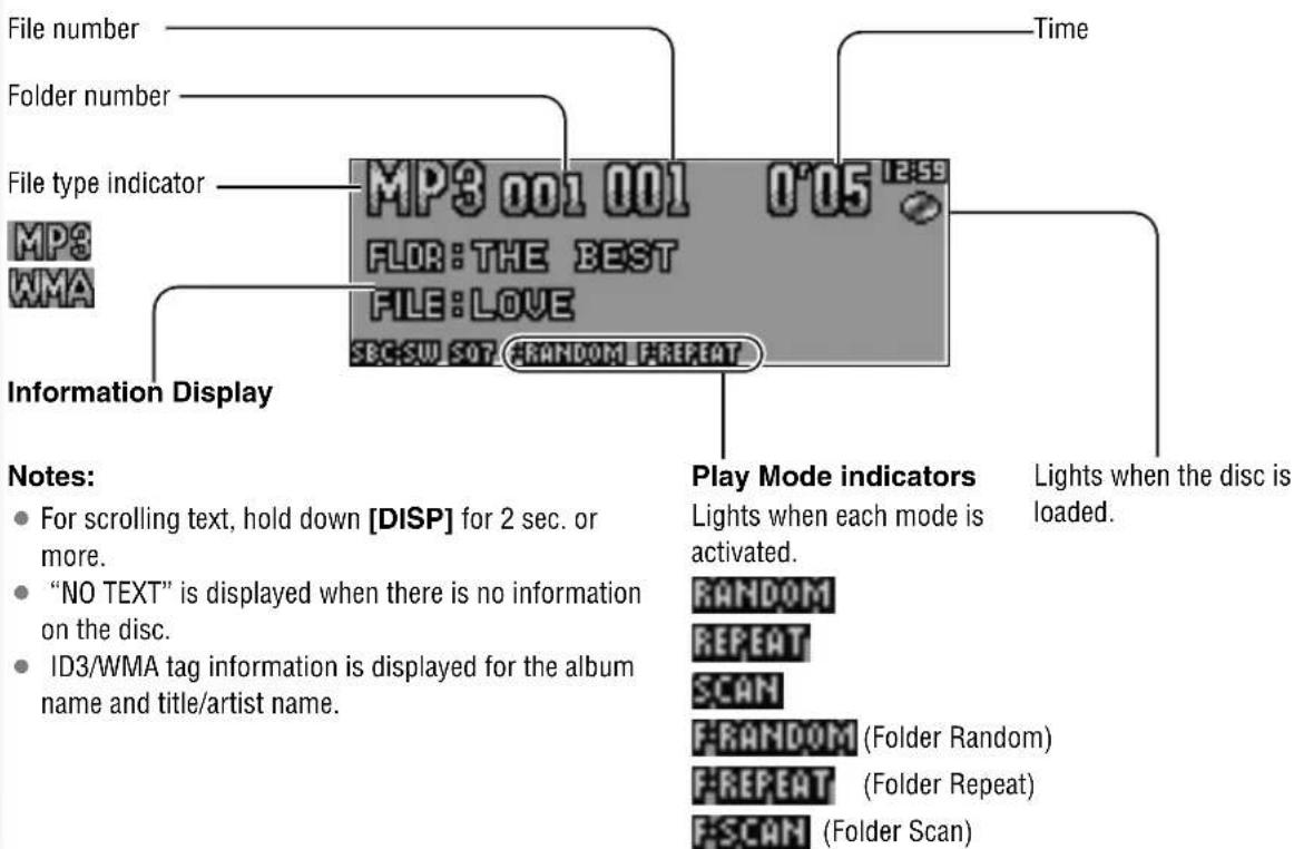 PANASONIC CQC7303U - MP3/WMA Mode Display - 1