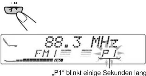 JVC KDLX111R - Drücken Sie die Ziffertaste (in thisem Beispiel 1), und halten Sie sie länger als 2 Sekunden gedrückt. - 1