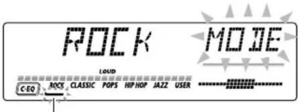 JVC KDLH5R - Druk op EQ (equalizer) terwijl "MODE" nog op het display wordt getoond. - 2