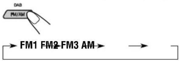 JVC KDLH1000R - Choisissez la bande (FM1 - 3, AM). - 1