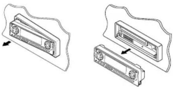 JVC KDLH1000R - Ziehen Sie die Schalttafel vom Gerät ab. - 1