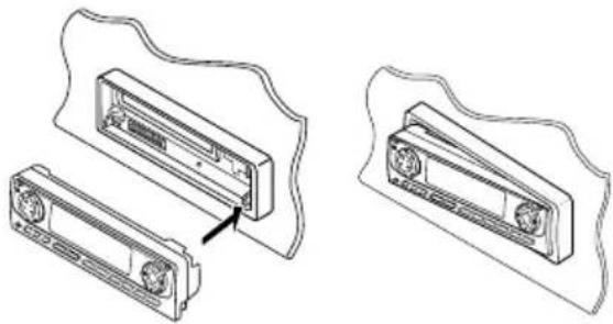 JVC KDLH7R - Führen Sie die rechte Seite der Schalttafel in die Nut des Schalttafelhalters ein. - 1