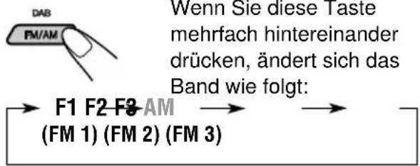 JVC KDLH7R - Die gewünschte Empfangsbereichzahl (FM1 – 3), in der UKW-Sender gespeichert werden sollen, wählen. - 1