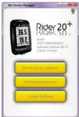 Bryton Rider 20 plus - Gestionnaire de mon apparéil - 2