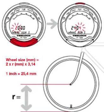 TRELOCK FC 525 - Setting(s) of wheel size(s) (wheel circumference) - 1