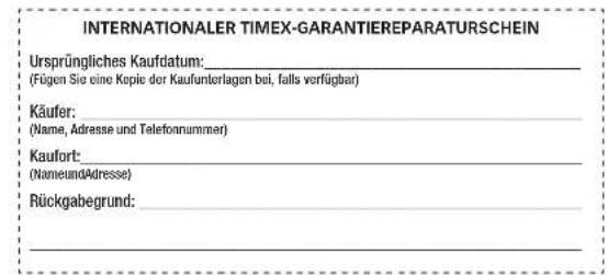 TIMEX Cycle Trainer 2.0 W280 - GARANTIE UND SERVICE - 1
