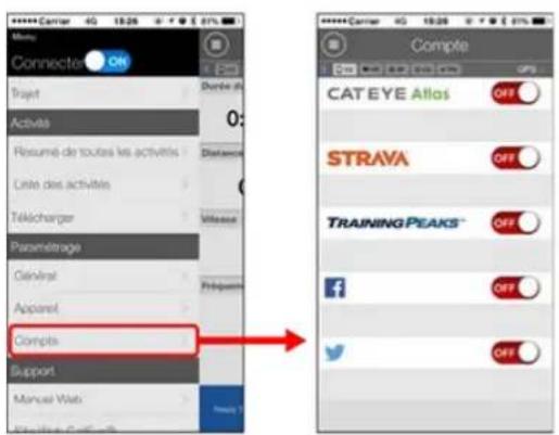 CAT EYE Strada Smart CCRD500B - Touchez (MENU) puis [Compte]. - 1
