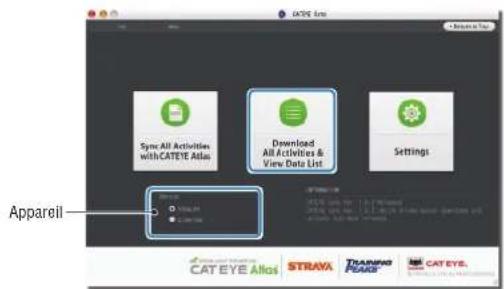CAT EYE Stealth evo CCGL11 - Vérifie que "STEALTH" est sélection dans Appareil, et cliquez sur [Download All Activities &amp; View Data List] - 1
