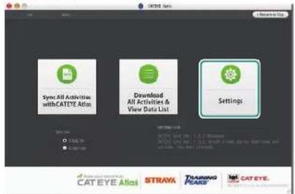CAT EYE Stealth evo CCGL11 - Cliquez sur [Settings] - 1