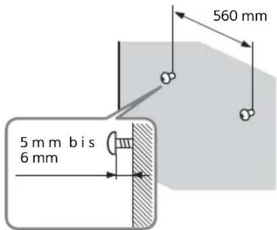 SONY HTCT390 - Befestigen Sie die Schrauben an 2 Zapfen in der Wand. - 1