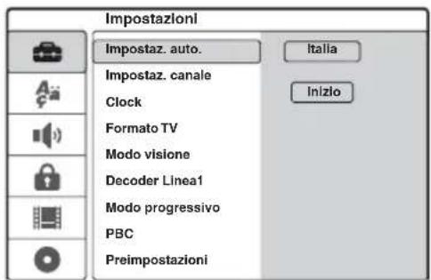 SONY DARRD100 - Premere ↑/↓ per selezionare l'opzione che si desidera impostare e premere →. - 1