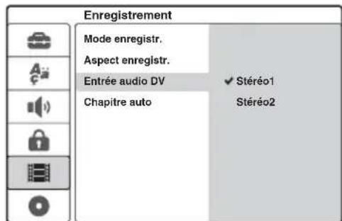 SONY DARRD100 - Sélectionnez [Entrée audio DV], puis appuyez sur →. - 1