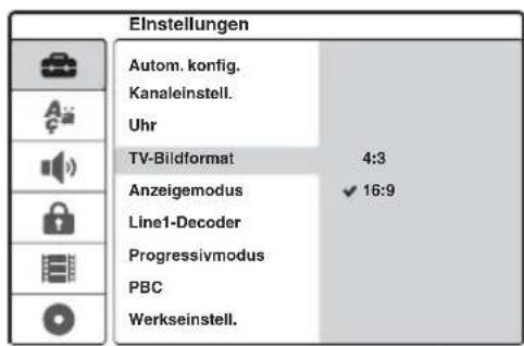 SONY DARRD100 - Wählen Sie mit ↑/↓ die Option aus, die Sie konfigurieren möchten, und drücken Sie →. - 1