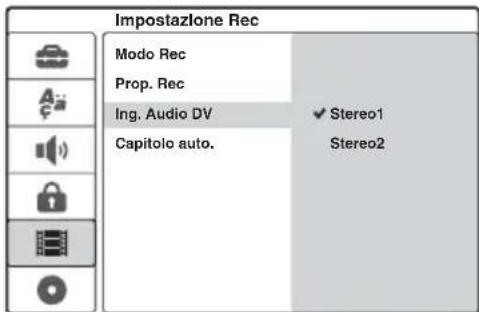SONY DARRD100 - Selezionare [Ing. Audio DV], quindi premere →. - 1