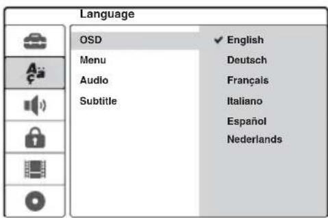 SONY DARRD100 - Auswählen der Sprache für das Bildschirmmenü - 1