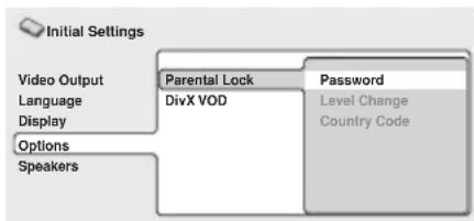 PIONEER XVDV232 - Sélectionnez 'Password'. - 1