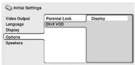 PIONEER XVDV232 - Select 'Options', then 'DivX VOD'. - 1