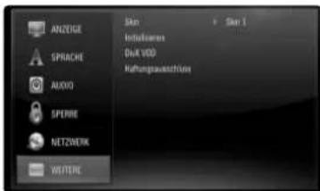 ANZEGE SPRACHE AUDIO SPERNE NETZONETH WERTERC Skin Instellungen Dut VDD Hafungsauschücks Skin 1