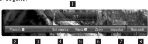 Present ▼ Sel. musica Roota ▼ Zoom impostaz Nascondi 2 3 4 5 6 7 8