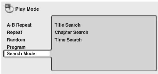PIONEER HTZ940DV - Sélectionnez 'search mode' à partir de liste des fonctions à gauche. - 1