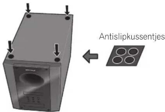 PIONEER HTP710 - Bevestig de antislipkussentjes aan de voet van de receiver-subwoofer. - 1