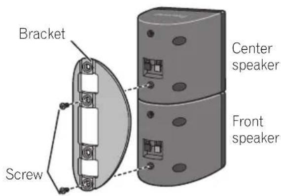 PIONEER HTP710 - (When mounting center speakers to right and left) Stack the speakers and fix with the bracket. - 2