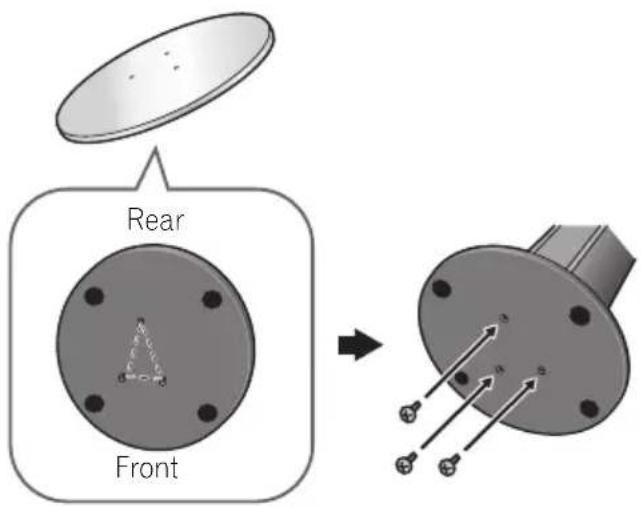 PIONEER HTP710 - Attach the speaker stand bases to the stems using the screws provided. - 1