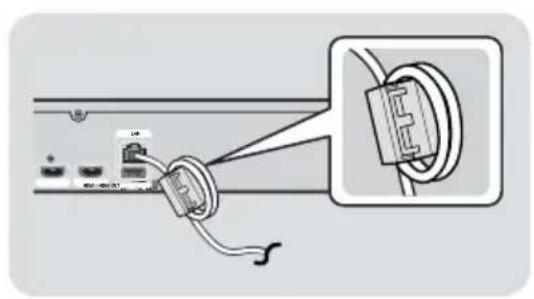 SAMSUNG HTFS5200 - Anbringen des Ferrit Ringkerns am LAN-Kabel des Geräts. - 1