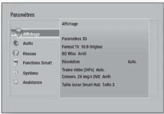 SAMSUNG HTF6550W - Accéder à l'écran Paramètres - 1