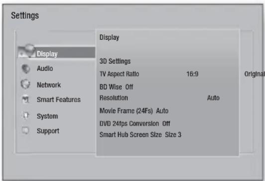 SAMSUNG HTF6530W - Accessing the Settings Screen - 1