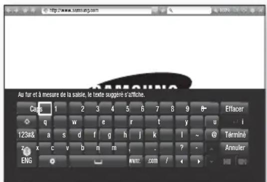 SAMSUNG HTF6500 - Utilisation de la fenêtre contextuelle du clavier - 2