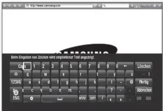 Beim Eingeben von Zeichen wird empfohlener Text angezeigt. Cats 1 2 3 4 5 6 7 8 9 0 ← Löschen q w e r t y u l 123& a s d f g h j k l - @ Fertig z x c v b n m , . ? - Abbrochen ENG www .com / <>