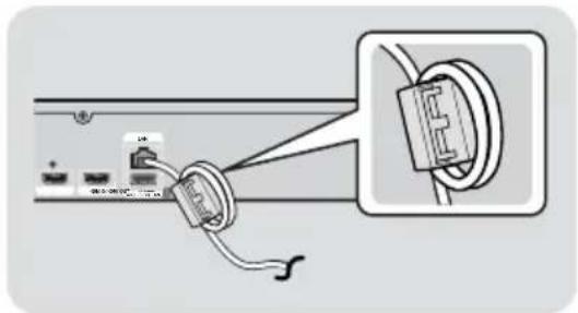 SAMSUNG HTF5550 - Fixation du noyau torique en ferrite au câble LAN de l'appareil - 1